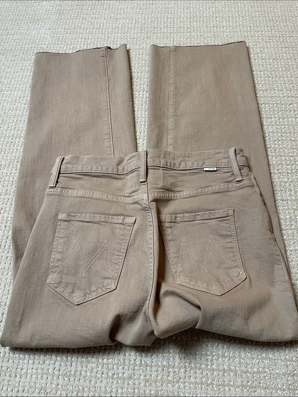 MOTHER Wide Leg Flare Jeans in Taupe